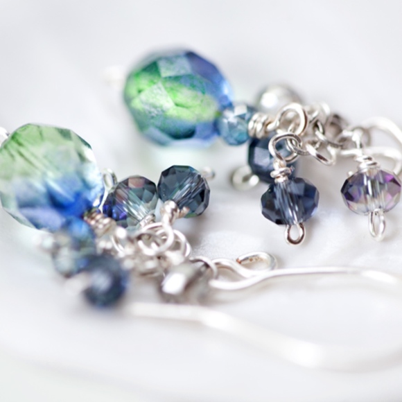 Blue Green Earrings Handmade - New! - Picture 2 of 4